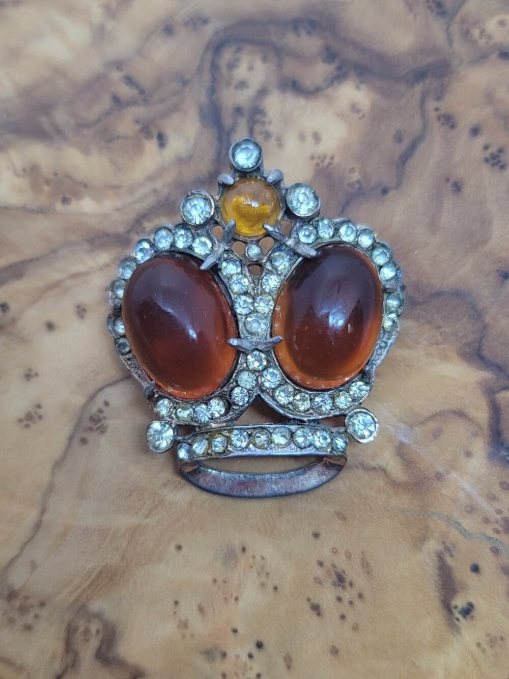 Vintage Retro (1940s) "Regal Elegance" Crown Brooch by Schrager